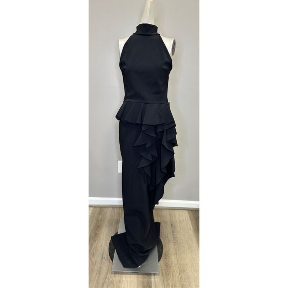 NWT Chiara Boni La Petite Robe Ah Ruffled High-Neck Gown Size 52 (16) $1090 - Picture 3 of 10